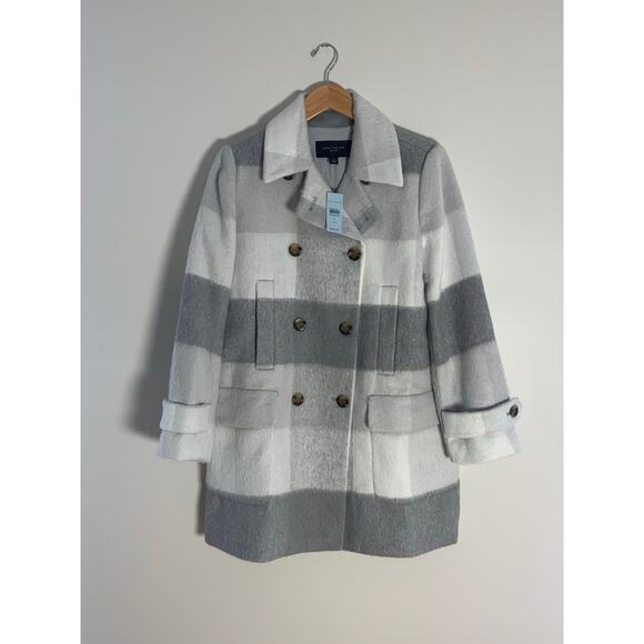 Ann Taylor checked wool blend peacoat NWT size MP - Picture 1 of 7